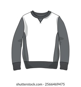 Two tone Color Long Sleeve sweatshirt vector illustration template isolated on white back
