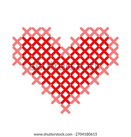 Two Tone Cross Stitch Heart Graphic Full Embroidery Pattern
