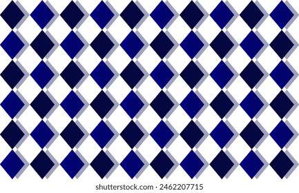 diamante azul oscuro de dos tonos con patrón de repetición de tablero de ajedrez de sombra, Imagen completa, diseño para la impresión de tela
