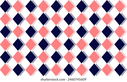 two tone dark blue and pink diamond with shadow checkerboard repeat pattern, replete image, design for fabric printing