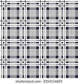 Patrón geométrico de dos tonos Tartán Fondo Resumen Tejido Étnico Ropa de estilo moderno Vector blanco negro Diseño Textil
