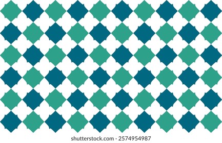 two tone green Diamond repeat pattern, replete image, on isolated white background design for fabric printing