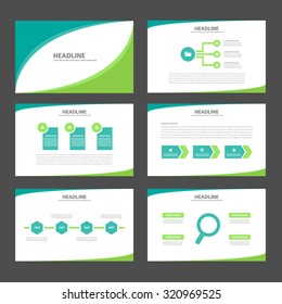 Dois tons Verde Multipurpose Elementos infográficos e modelo de apresentação de ícone design plano conjunto para publicidade folheto folheto folheto de folheto de marketing