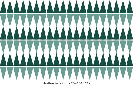 Two tone green and white seamless triangle diamond geometric pattern repeat style, replete image design for fabric printing