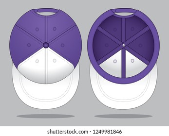 Two Tone Hip Hop Cap Design With White-Purple For Top and Under View.