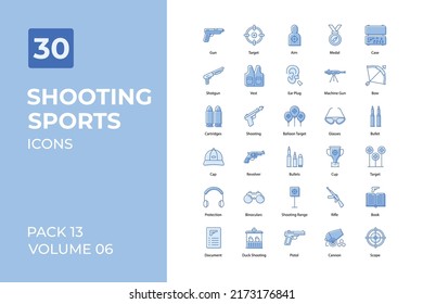 Two tone Outline icons set - shooting sport icons 