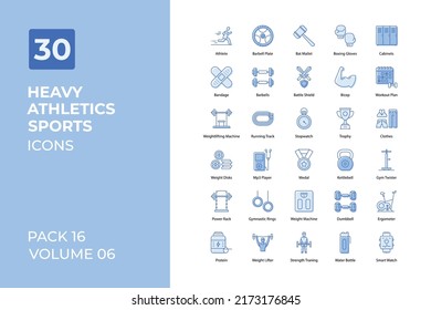Two tone Outline icons set - heavy athletics sport icons 