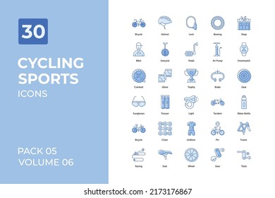 Two tone Outline icons set - cycling sport icons 
