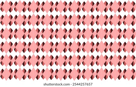 two tone pink black diamond overlap repeat horizontal strip pattern, checkerboard, replete image design for fabric printing