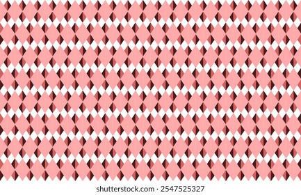 two tone pink black diamond overlap repeat horizontal strip pattern, checkerboard, replete image design for fabric printing