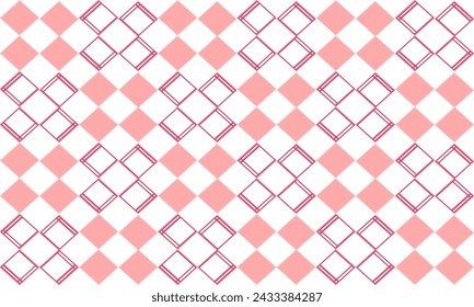 Two tone pink diamond checkerboard double layer repeat pattern, replete image, design for fabric printing, square 