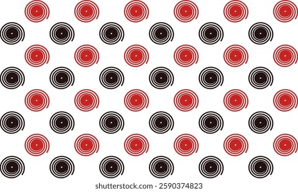 Two tone pink rose and black seamless pattern with circles, Fuzzy spin spiral block repeat seamless pattern, design for fabric print or wallpaper, checkerboard, chessboard, check, horizontal strip row