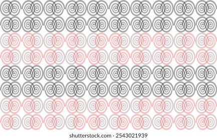 Two tone pink rose seamless pattern with circles, Fuzzy spin spiral block repeat seamless pattern, design for fabric print or wallpaper, checkerboard, chessboard, check, horizontal strip row