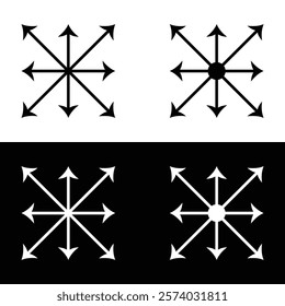 Two tone radial arrow graphic design.