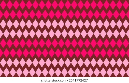 two tone, seamless geometric pattern with two tone pink diamond horizontal strip pattern on red background, replete image design for fabric printing or vintage theme wallpaper 80's year style