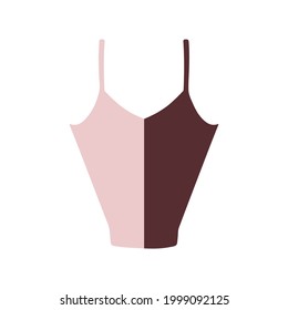 Ilustración de moda vectorial superior de dos tanques de tono. Los espaguetis granate rosados castran blusa sin mangas. Camisol superior del cultivo del cuello del verano V. Elemento básico de la ropa aislada en el fondo blanco.