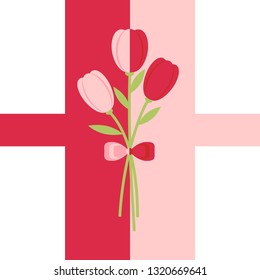 Two Tone Tulip Flower Design Background Card