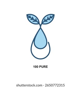 Two tone vector illustration of 100 pure, perfect for eco and green projects.