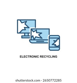 Two tone vector illustration of electronic recycling, perfect for eco and green projects.