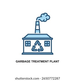 Two tone vector illustration of garbage treatment plant, perfect for eco and green projects.
