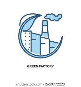 Two tone vector illustration of green factory, perfect for eco and green projects.