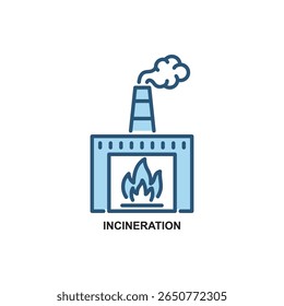 Two tone vector illustration of incineration, perfect for eco and green projects.