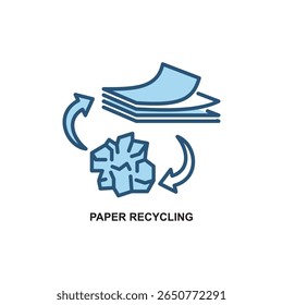 Two tone vector illustration of paper recycling, perfect for eco and green projects.