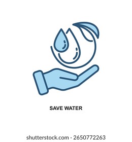 Two tone vector illustration of save water, perfect for eco and green projects.