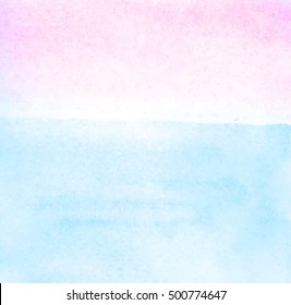 Two Tone Watercolor Background. Light Pink and Blue.