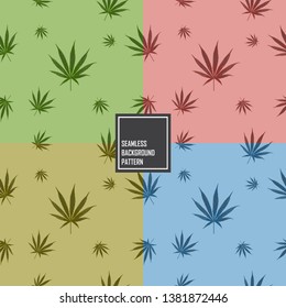 Two tone weed leaf seamless pattern background. 4 color pack  