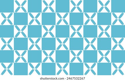 Two tone white and blue Checkerboard with x cross letter repeat pattern, replete image, design for fabric design printing