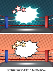 two tones boxing ring corner with comic style.