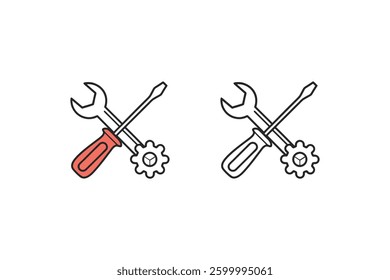 Two tools and a gear: a simple repair icon