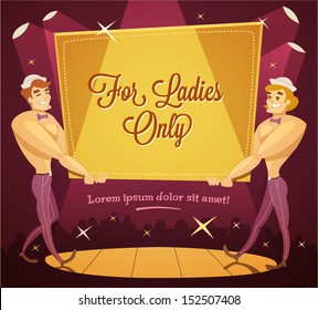 Two topless men. Vector illustration.
