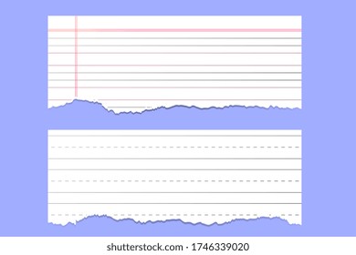 two torn pages of school notebook paper sheets
