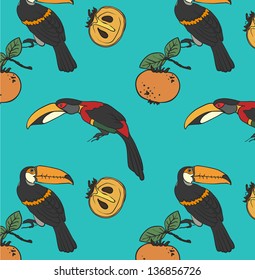 Two toucan and persimmon ornament