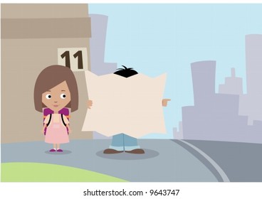 two tourists in a big city
