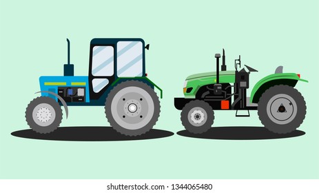 Two tractors. One without a roof.