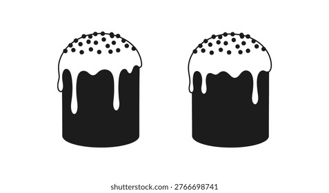 Two traditional easter cakes depicted in a striking black silhouette