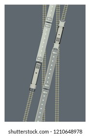 two trains meet at the double track crossing 