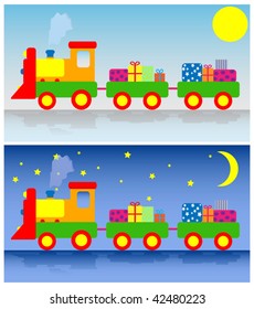Two trains with presents