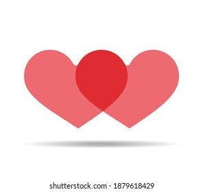 Zwei durchsichtige, rote, stilisierte Herzen