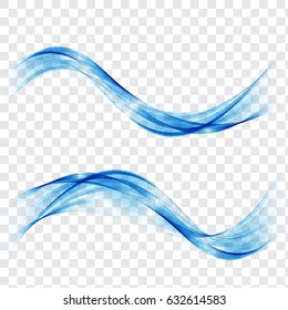 Two transparent blue waves.Abstract design element.Blue waves and lines.