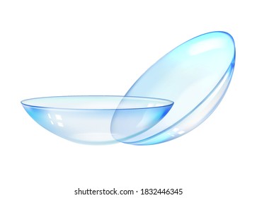 Zwei transparente Kontaktlinsen mit Reflexion