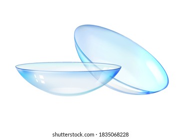 Two transparent contact lenses with reflections