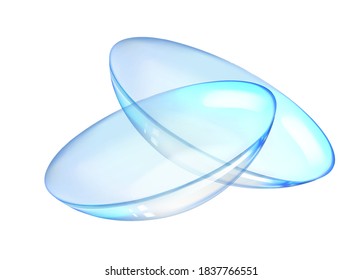 Two transparent contact lenses with reflections
