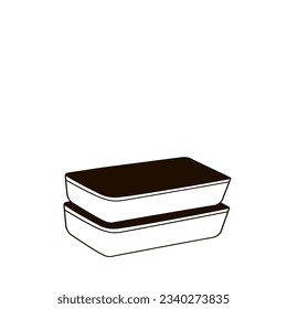 for two transparent containers with lids black and white linear illustration
