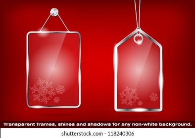 Two transparent glass Christmas price tags - vector file