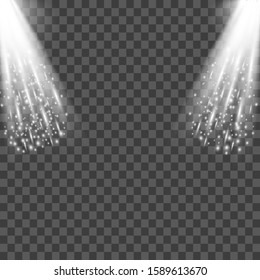 Two transparent spotlights isolated on background