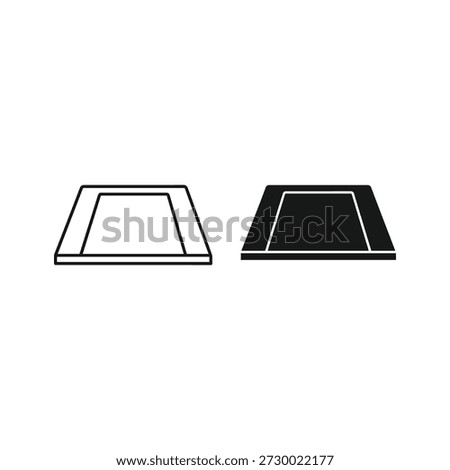 Two trapezoid shape icons, outline and solid, isolated on